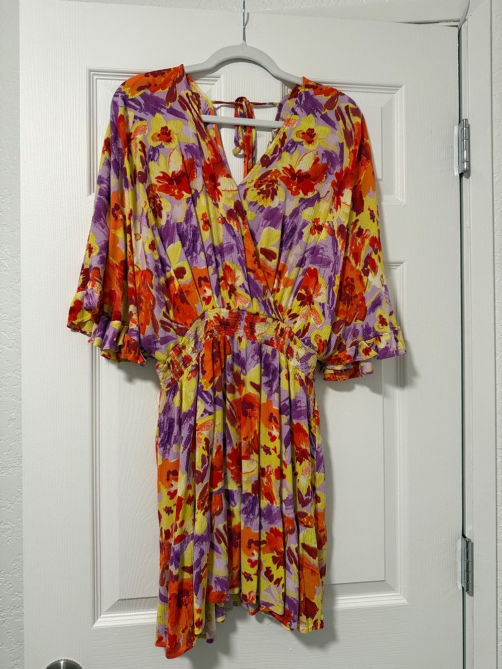 easel Flutter Sleeve Smocked Dress